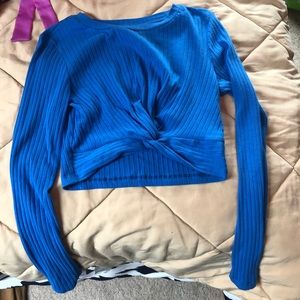 Blue long sleeve crop top